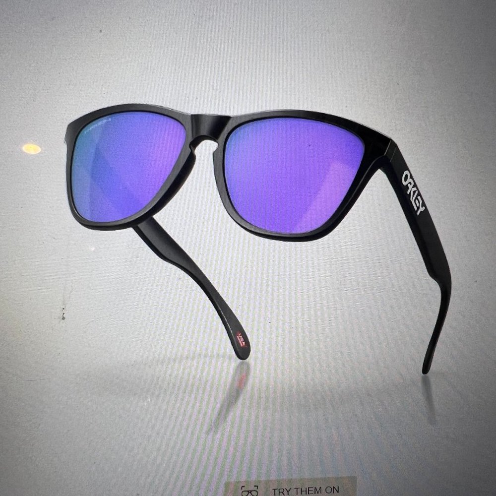 Oakley Frogskins Lite Sunglasses, matte black frame, Prizm violet lenses